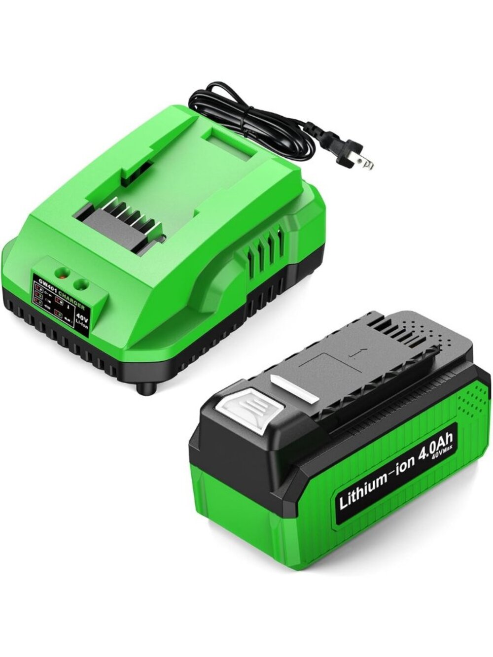 High Capacity 4.0Ah Battery Replacement for 40V Power Tools & Charger